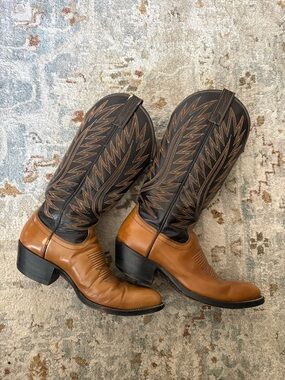 Dan Post Two-Tone Brown & Dark Brown Western Cowboy Boots